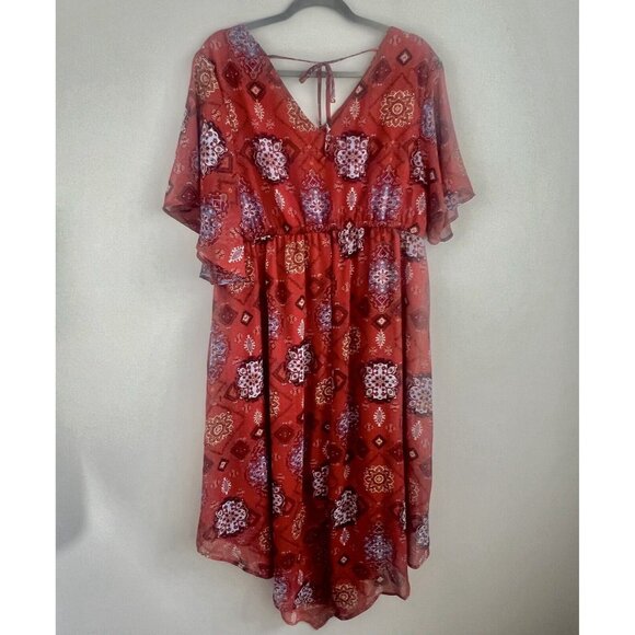 Maurices Flowy Sheer Lined Sienna Medallion Midi Dress ~ Plus Size 1X ~ NEW NWT - Picture 8 of 9